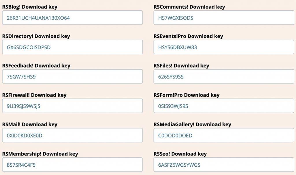 RsForm pro license key