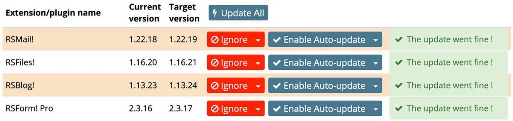 RSForm Pro update success