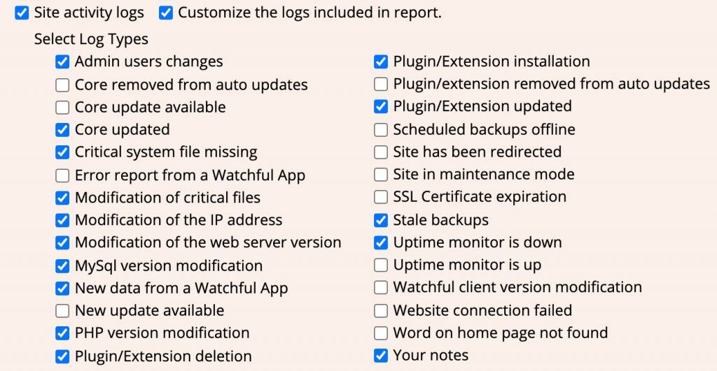 Report Builder Customize Logs