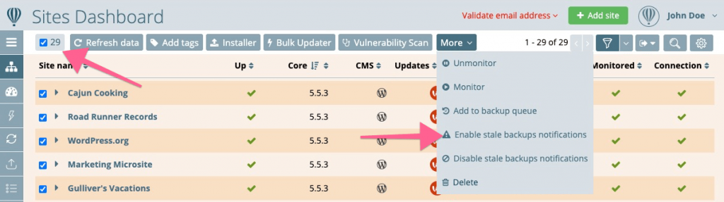 Stale Backup Bulk Add