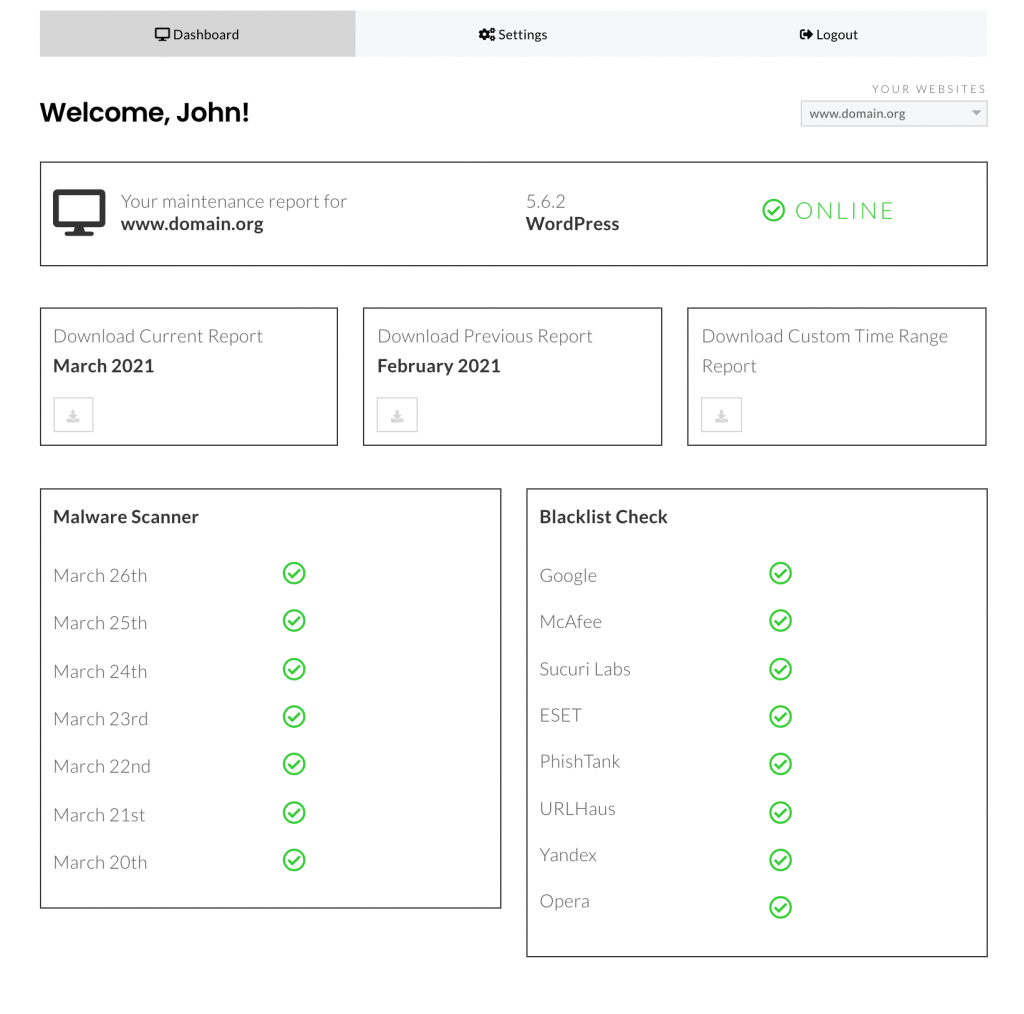 Main Dashboard