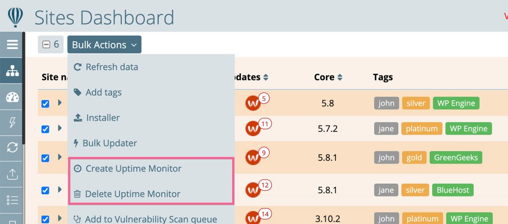 Bulk Uptime Monitor Management