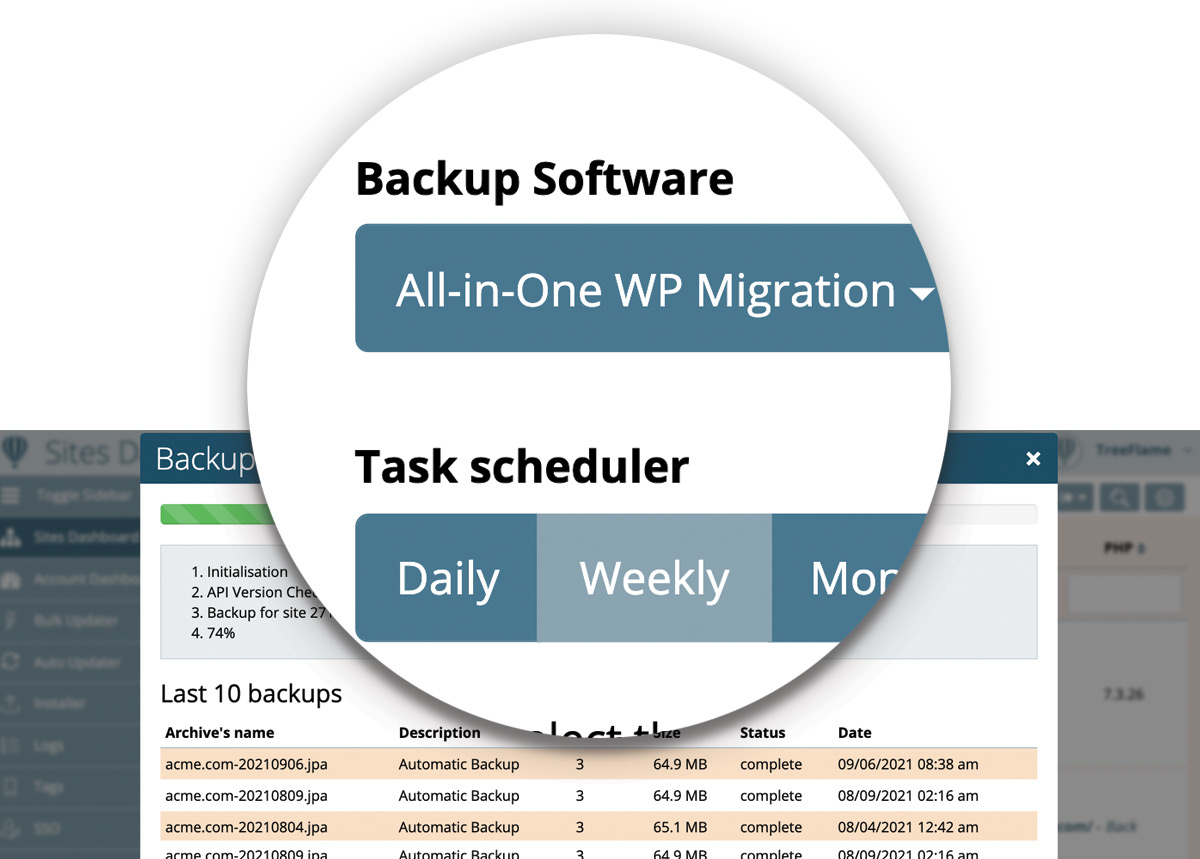 Features of Watchful, the free website manager & mainenance dashboard