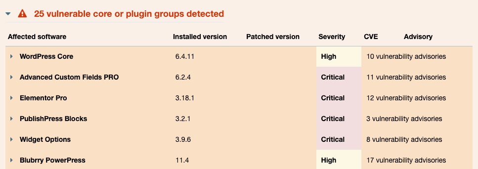 Vulnerability Scanner Core Plugin Vulnerabilities