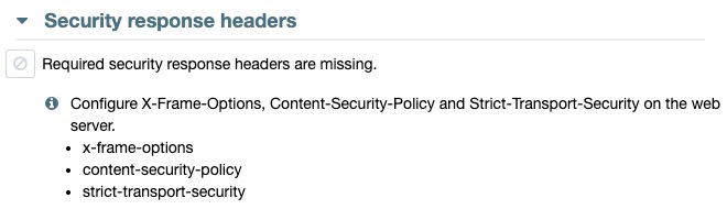 Vulnerability Scanner Security Headers Warning