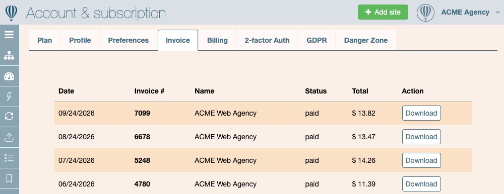 Invoice Link Watchful Dashboard