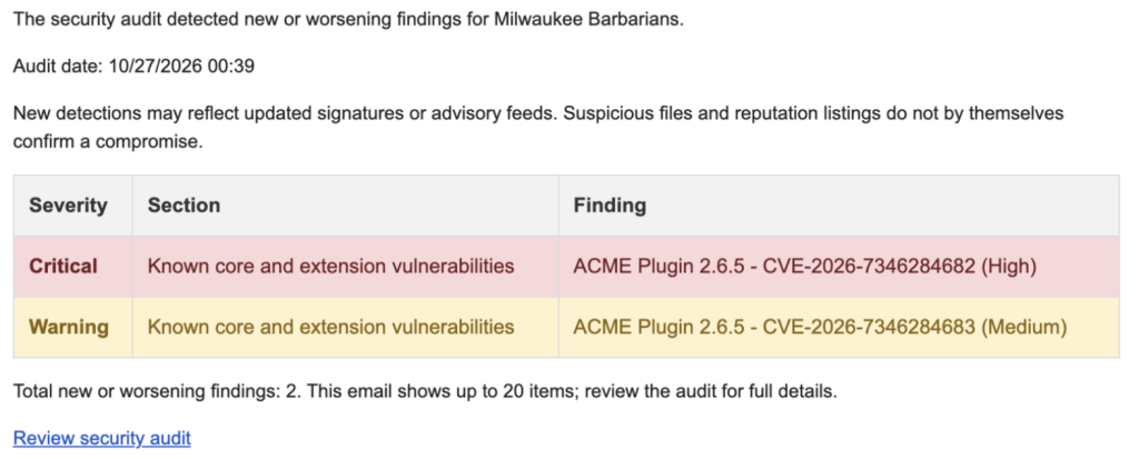Vulnerability Email Notification